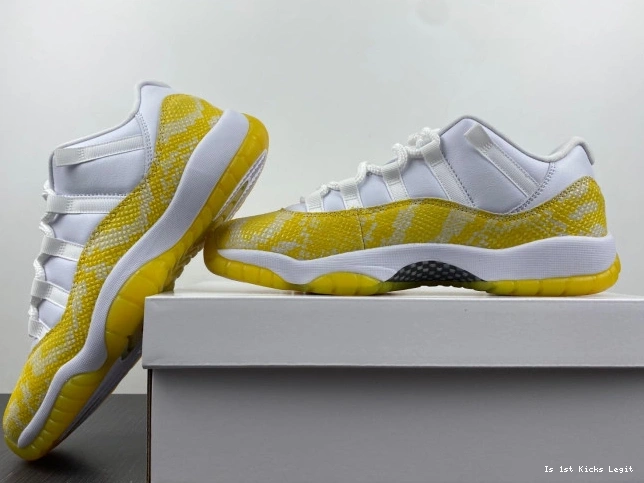 AH7860-107 Jordan Snakeskin Air 11 Low Yellow WMNS 0705